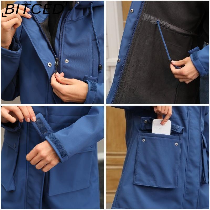 BITCED Autumn/Winter Jacket Women's Waterproof Hooded Raincoat Trench Coat