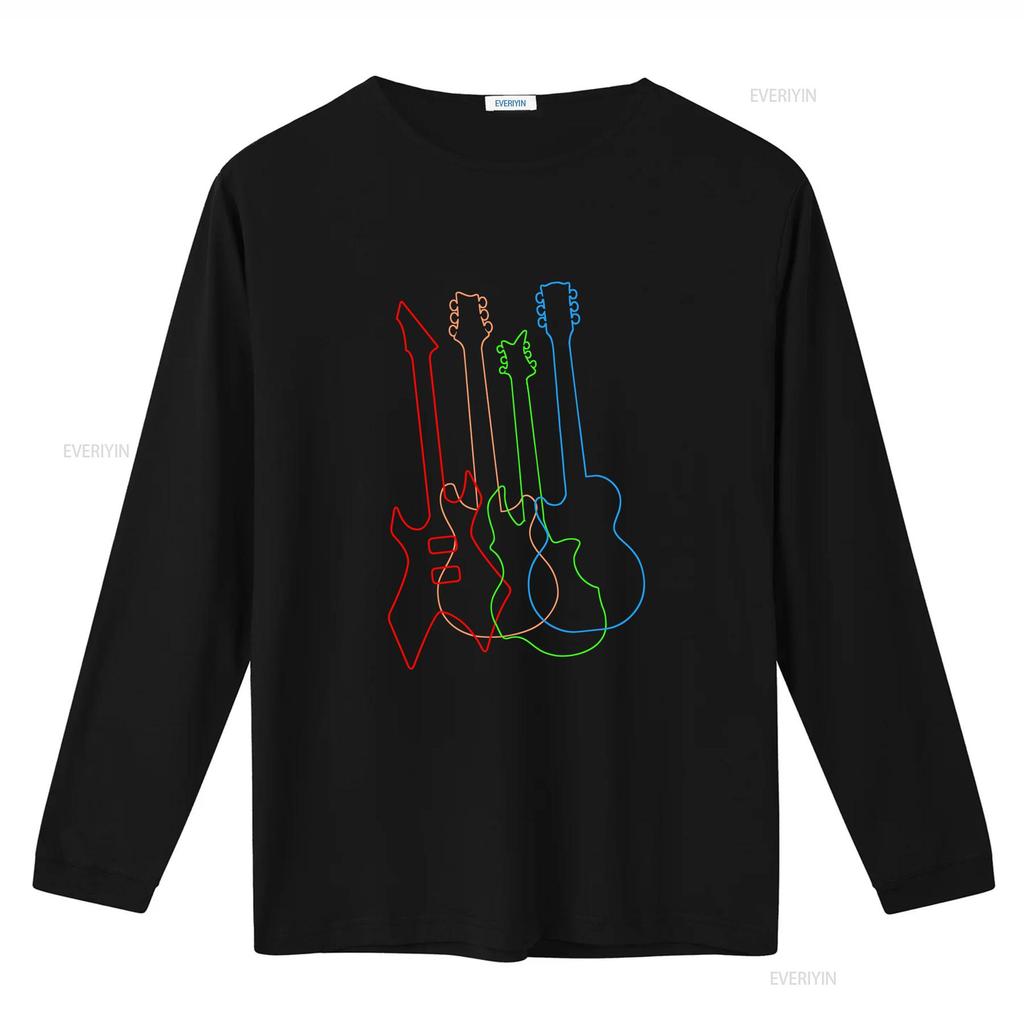 Guitars Electric T Shirt Colored Acoustic Classical For Vintage Washed Slightly Breathable Versatile Soft Casual Comfortable
