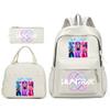 Kpop Anime Cartoon Printed Children'S School Bag Set Primary And Secondary School Student Pencil Bag College Meal Bag