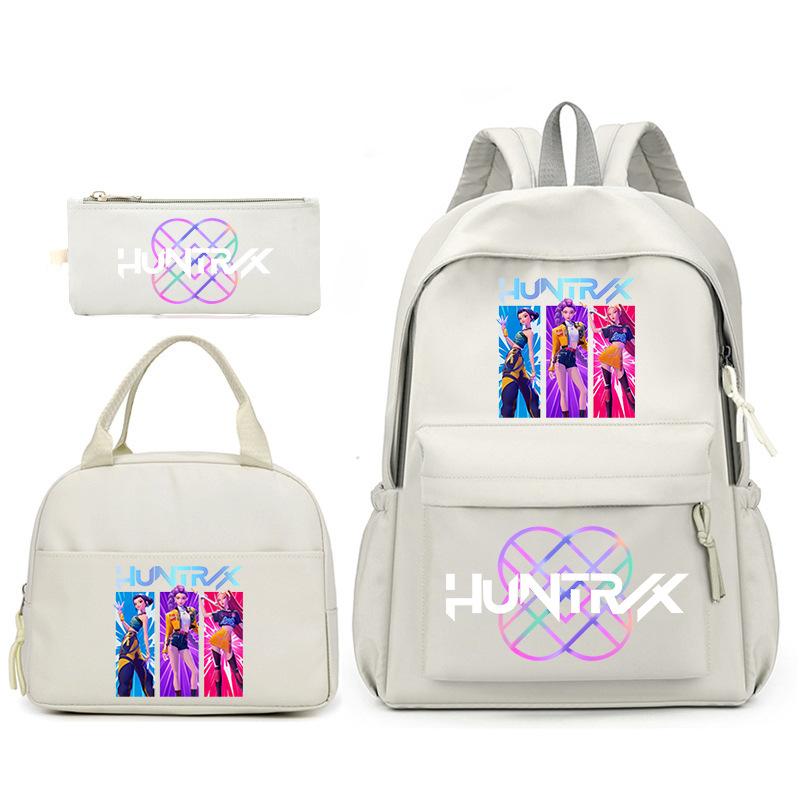 Kpop Anime Cartoon Printed Children'S School Bag Set Primary And Secondary School Student Pencil Bag College Meal Bag