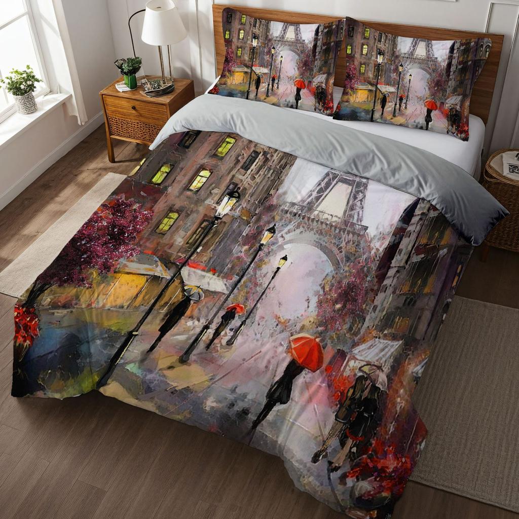 3D Digital Printing Quilt Set Three-Piece, Nordic Ins Style Bedroom Home Textile, Support, System