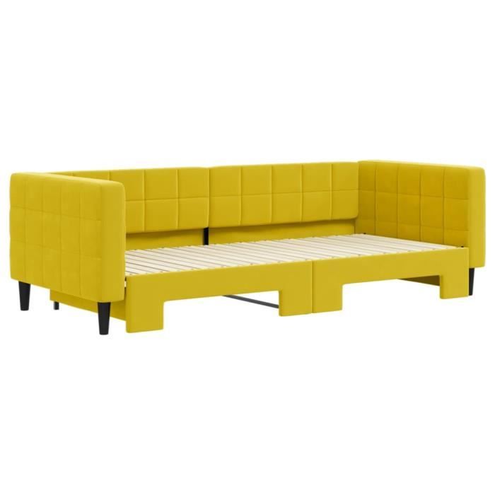 VidaXL Lit de jour avec lit gigogne jaune 90x200 cm velours 3196696