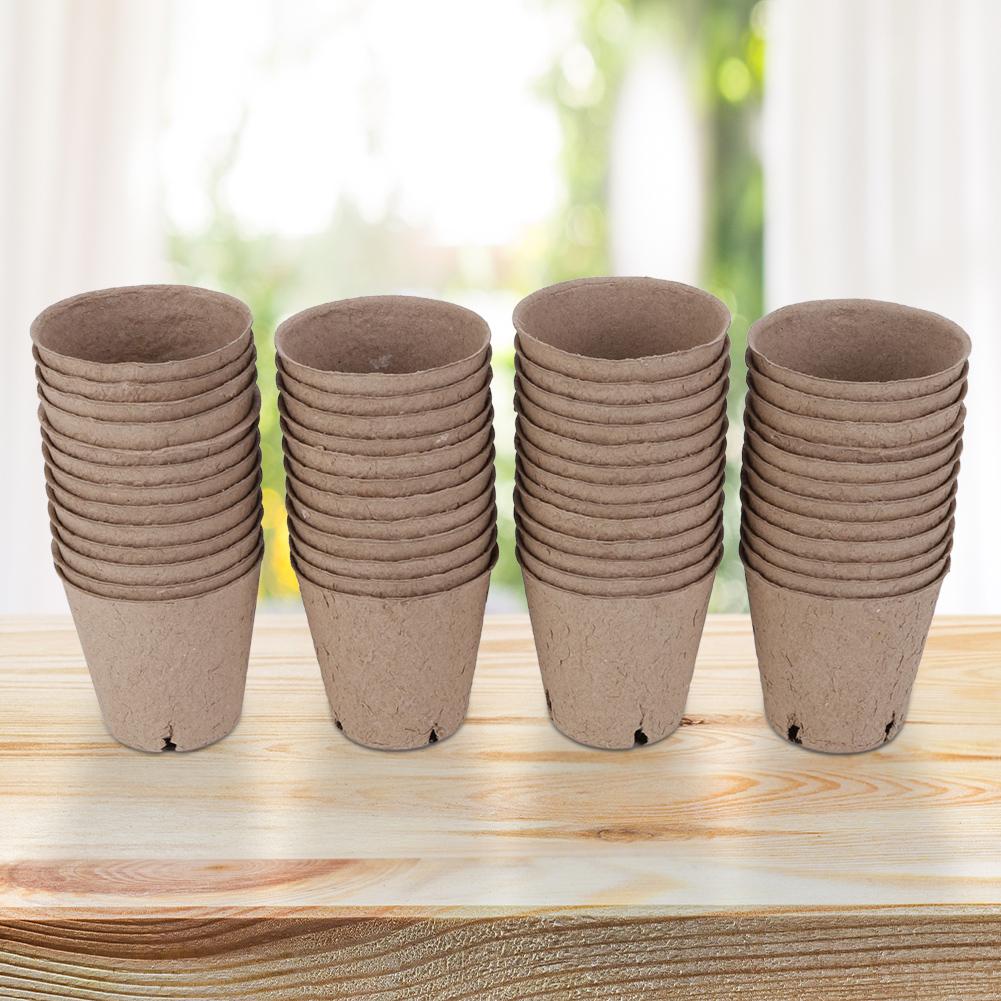 53/72pcs Flower Vegetable Seedlings Nursery Cup Biodegradable Seed Starter Pots Kits with Plant Labels Mini Seedling Tools