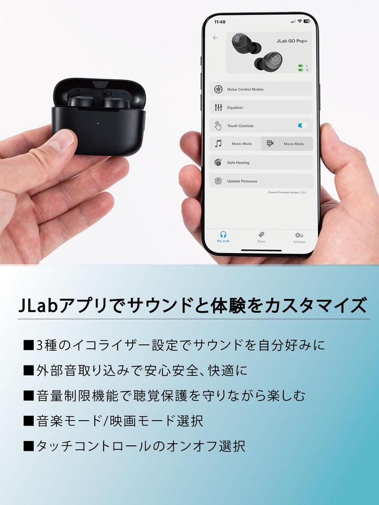 JLab Go Wireless Compatible with with Perfect for and the External Sound Up to 35 Hours of Continuous Easy Touch Convenient Charging Cord and Case