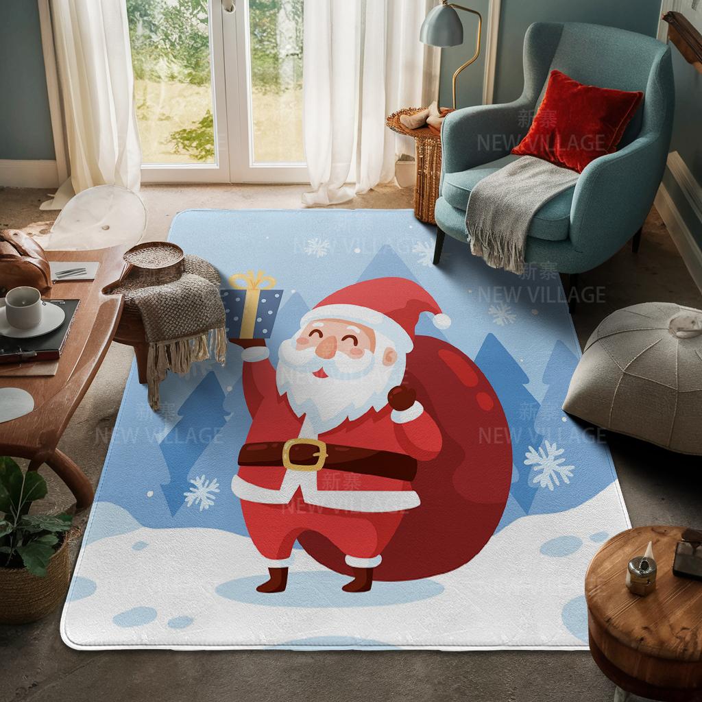 House Entrance Carpet Home Door Mat Living Room Bath Foot Bathroom Non-slip Water Absorption Rugs Bath Merry Christmas Winter