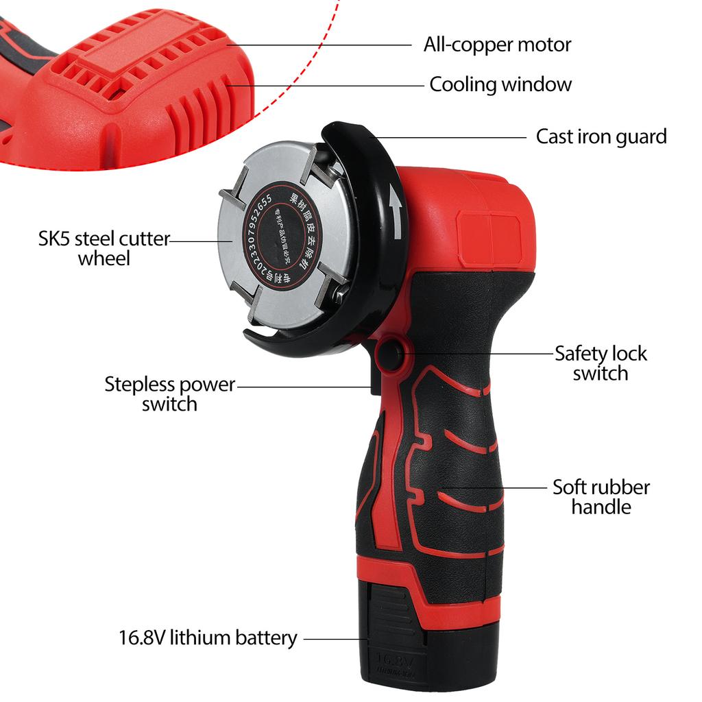 16.8V Lithium Hand Grinder Cordless Tree Bark Remover Fruit Tree Bark Remover, Rechargeable Orchard   Bark Scraper with Large Capacity Lithi