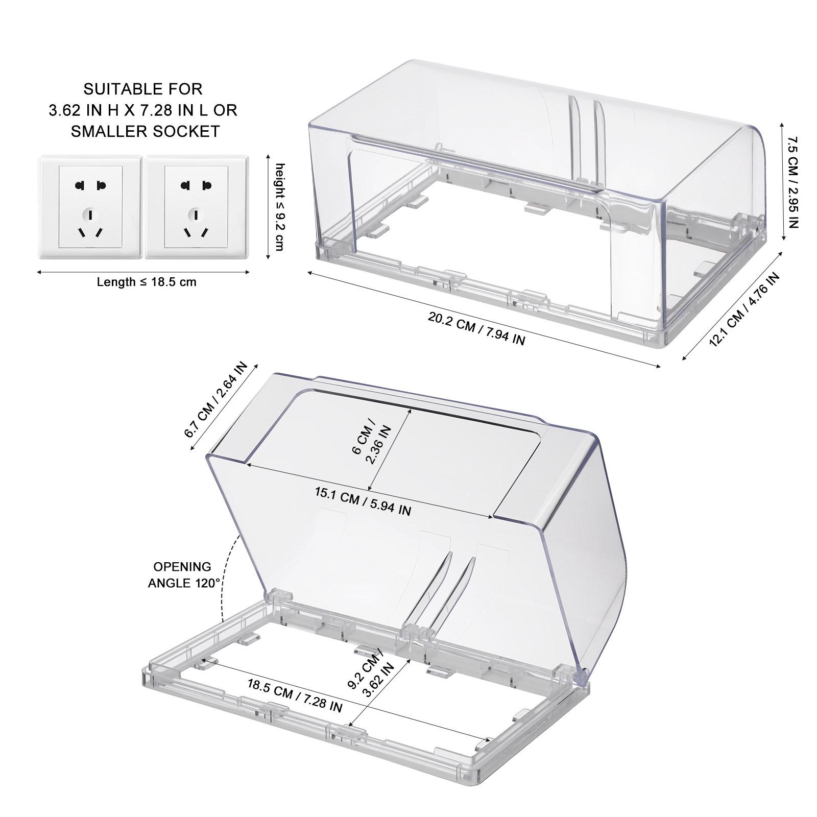 

1Pcs Waterproof Socket Cover Double-Position Thickened Sticky Outlet Protector Splash-Proof Socket Box Home and Industrial Use прозрачный