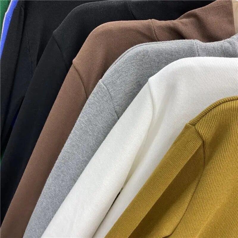 Tricotaj calduroase Camasa de baza cu guler ingrosat de pluș Pulover de dama Top subțire cu mânecă lungă Simplu Casual Nouă modă Toamnă Iarnă