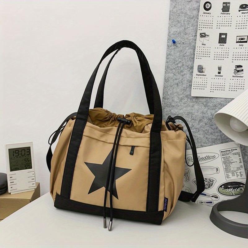 Large Capacity Women's Fashion Crossbody Bag Star Graphic DrawString Design Shoulder Tote Bag Casual Style Daily Commuter Bag