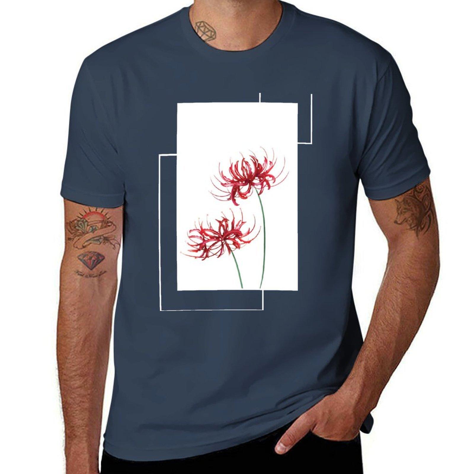 Lycoris Recoil Red Spider Lily White TShirt Streetwear Print Tee Shirt S