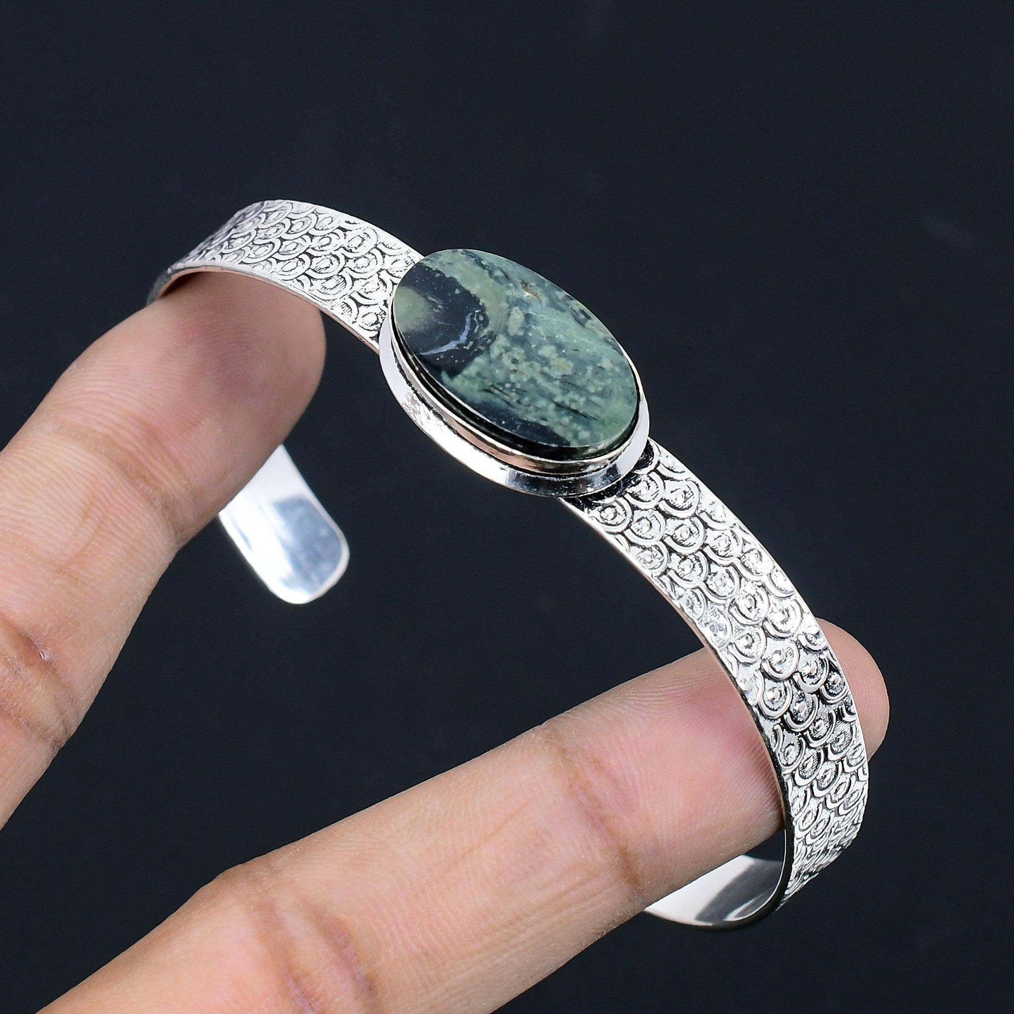 

Friendship Day Sale 925 Silver Natural Kambaba Jasper Artisan Wedding New Bangle Adjustable
