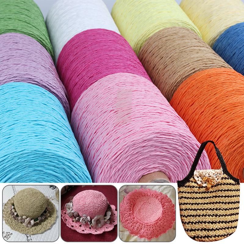 2 Roll Natural Raffia Straw Yarn Colorful Threads For Summer Hand Knit Crochet Hat HandBag Cushion Baskets Hand Craft Material