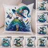 Cartoon Witches And Owl Girl Cushion Cover Decor Cute Child Bird Children Pillowcase For Sofa Home Car Soft Plush Pillow Case