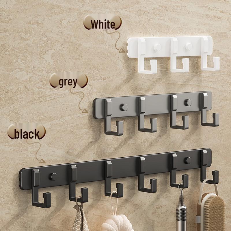 Space-Saving Aluminum Bathroom Towel Rack with Hooks for Wall or Door Mounting