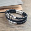 Arrow Bow Arrow Design Leather Rope Woven Bracelet Woven Magnetic Buckle Men's Stainless Steel Bracelet Jewelry Gift Wholesale