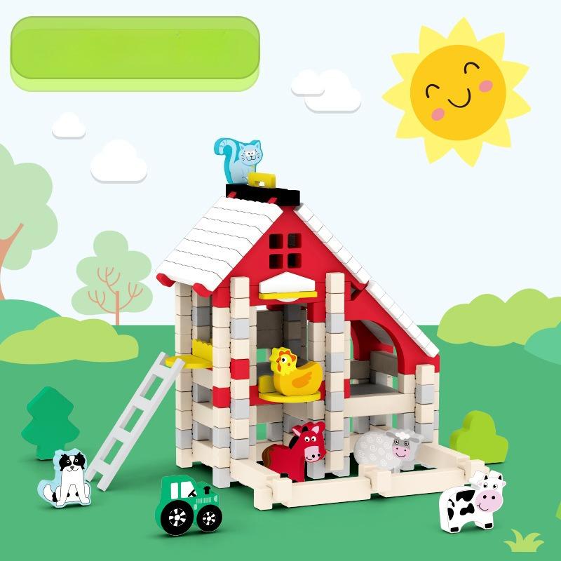 Children'S Early Education Tenon And Mortise Structure Building Block Creative Space Construction Assembly Construction Wooden Educational Toys 3-6