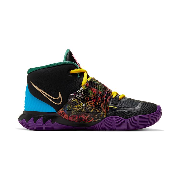 Nike Kyrie 6 CNY Irving 6 Chaussures de Basketball Hautes Noir Enfants Âgés de 3 à 7 Ans CQ5773-001