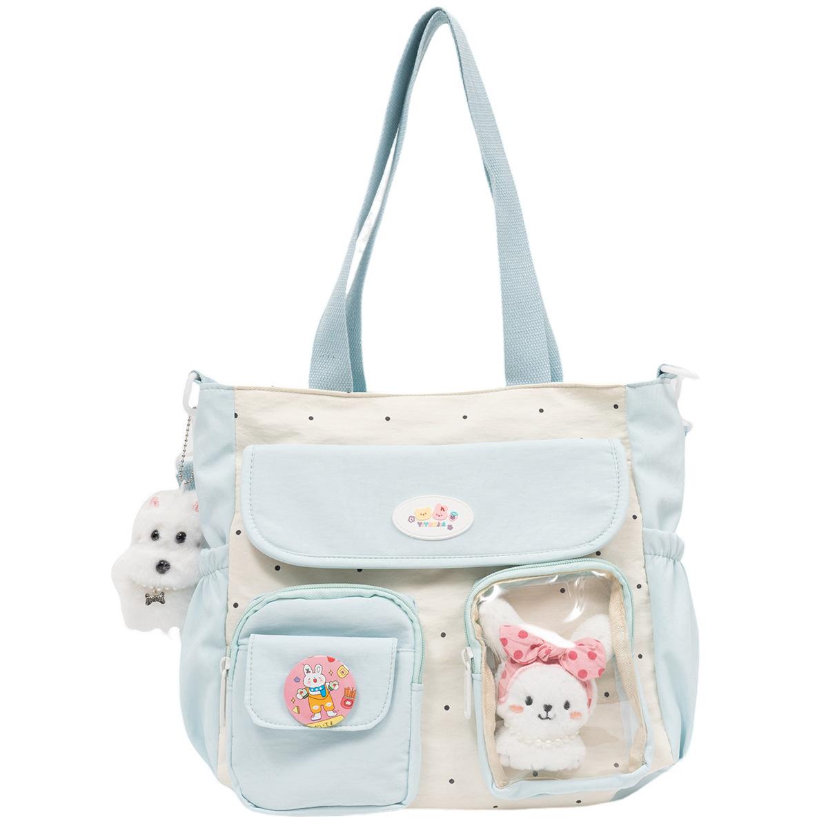 Милая сумка через плечо в горошек женская большая вместимость сумка для уроков макияжа кросс-боди девичье сердце легкая дорожная контрастная свежая сумка single bag [without pendant] синий