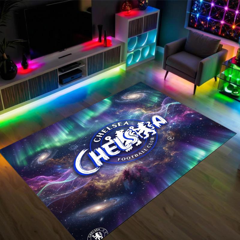 Tappeto in Velluto di Cristallo Design Chelsea FC Accogliente Non?Tappeto Stampato Antiscivolo per Camera da Letto Soggiorno Ingresso