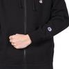 Champion Long Fleece Black Men's Full-Zip Hoodie, Sleeve, Lining, One-Point Logo, Basic, C3-W104Z,