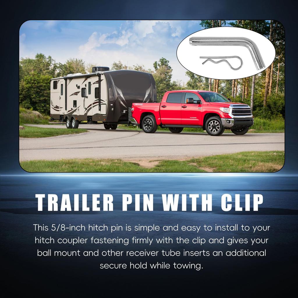 Limnyves Trailer Hitch Pin and Clip, 5/8" Diameter Heavy Duty Trailer Hitch, 2" Diameter Receiver Hitch Ball Mount