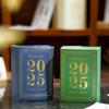 2025 Desk Calendar Mini Book Shape Compact Portable Retro Calendar Thick Paper