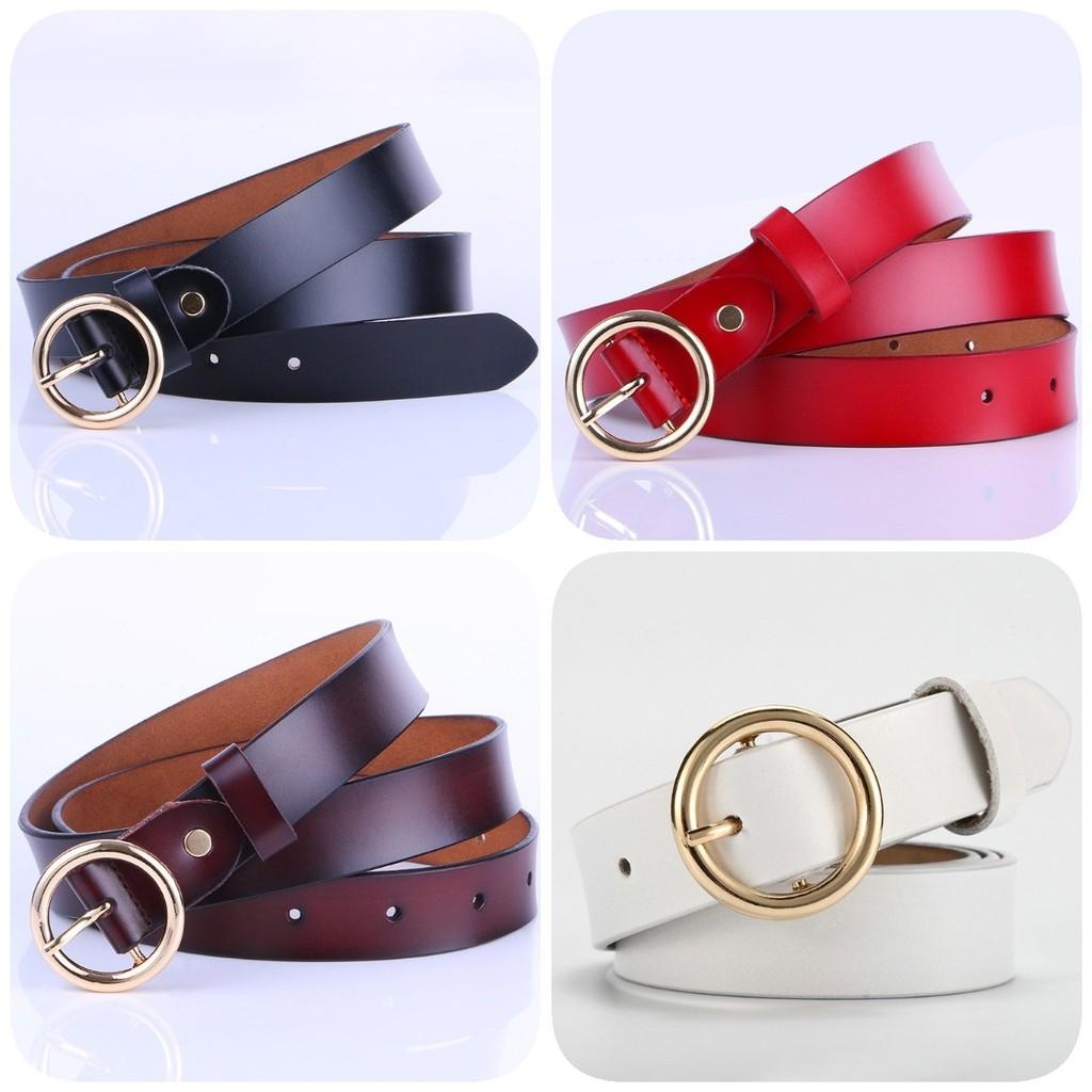 Fashionable Vintage Women's Leather Belt Made Of Genuine Cowhide With Round Buckle For Stylish Outfits And Everyday Wear