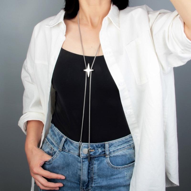 Blingbling Star Bolo Tie Pendant Necklace Clavicle Chain Gifts for Girls Present Lariat Bolo Tie Clavicle Chain