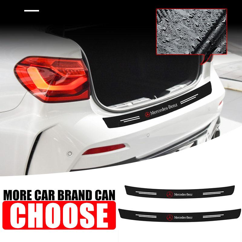 Carbon Fiber Door Sill Car Rear Trunk Bumper Guard Plate Protector Stickers Caps For Mercedes Benz A B C E S AMG CLA CLK GLA