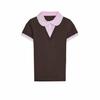 2025 European & American Style Women's Spring Ribbed T-Shirt with Turn-Down Collar