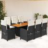 VidaXL 9-Piece Garden Dining Set with Cushions, Table and Folding Back Chairs, Outdoor Patio Furniture 3212274