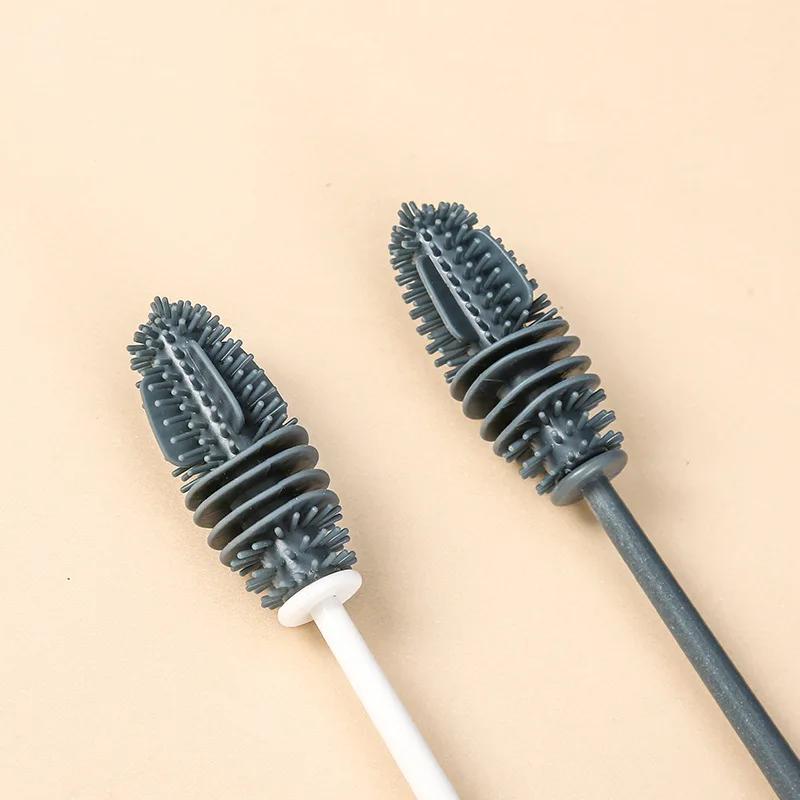 Silicone Cup Brush Milk Bottle Cleaning Brush Long-length Handle Water Bottles Cleaner Glass Cup Cleaning Brush Kitchen Cleaning Tools