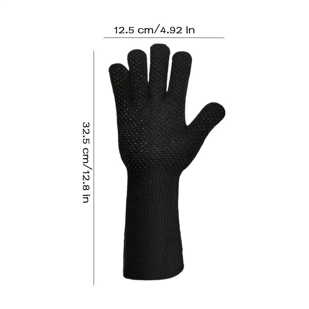 Silicone Cooking Gloves Grilling Gloves Oven Mitts With Extra Long Wrist Anti-Scald Gloves Non-Slip Baking Gloves For Home Chefs