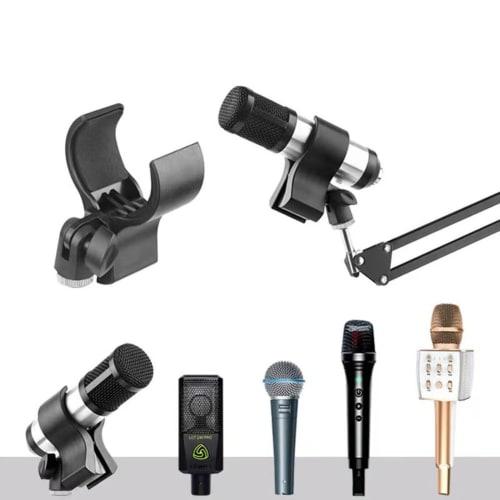 Adjustable Microphone Holder/Clip with Conversion Screw, 1/2-Piece Set, Fits 32mm - 60mm Outer Diameter, Universal C-Shaped Microphone Stand, Securely
