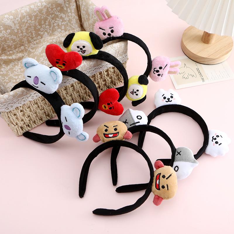 Bt21 Cartoon Cute Plush Doll Headband Suitable For Daily Use Girl'S Hair Accessory Anime Peripheral Decoration Birthday Gift