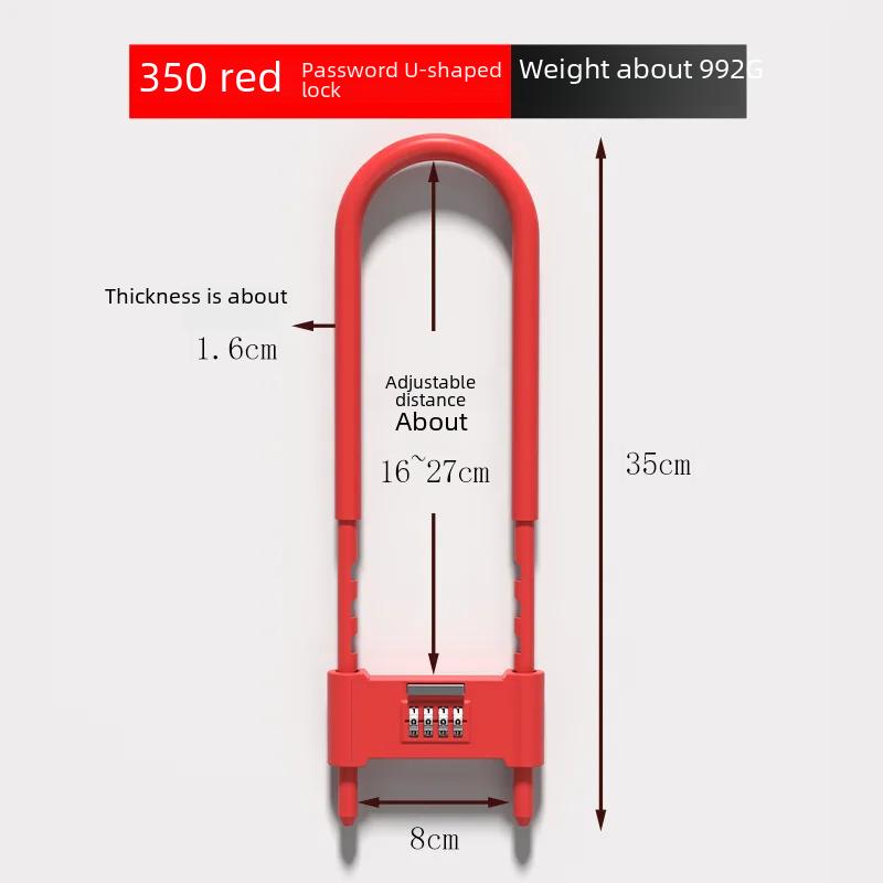 U-shaped Anti-theft Glass Door Lock Double Handle For Bicycle Shops Electronic Vehicle Protection U-lock Extension Plug-in