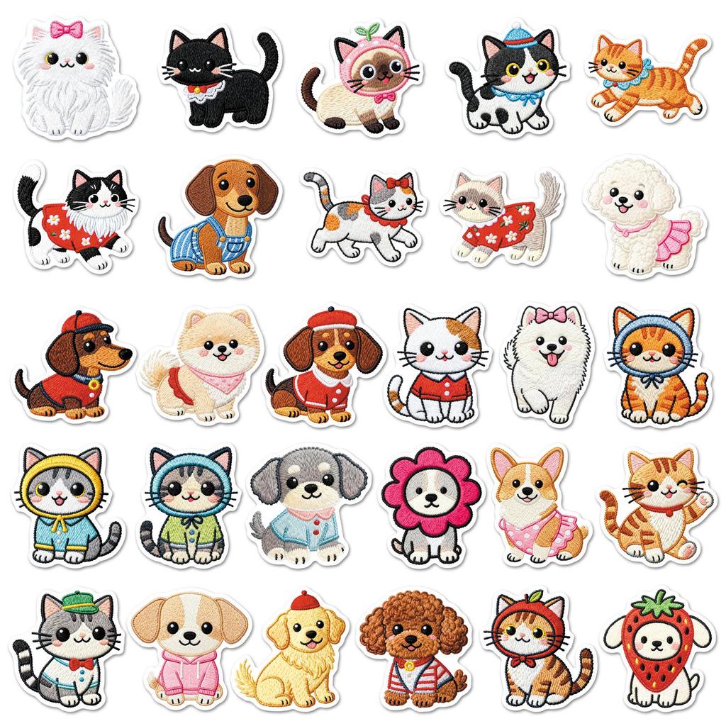 56 Cute Kawaii Cartoon Cat & Dog Stickers: Creative Decor for Water Cups, Refrigerators & Planners