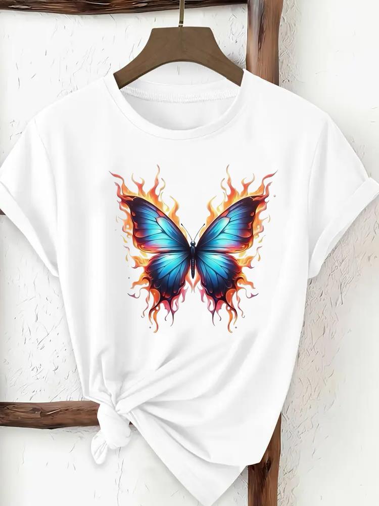 (Asian Size) Print Tee Top lovely cute 90s Women Woman Fashion Clothing T Shirt  Female Short Sleeve Graphic T-shirts