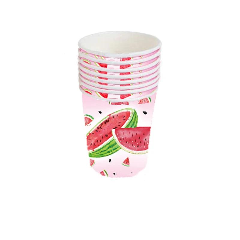 Pink Watermelon Birthday Disposable Tableware Fruit Watermelon Plates Napkins Cups Tablecloth Girls Happy Birthday Party Decor