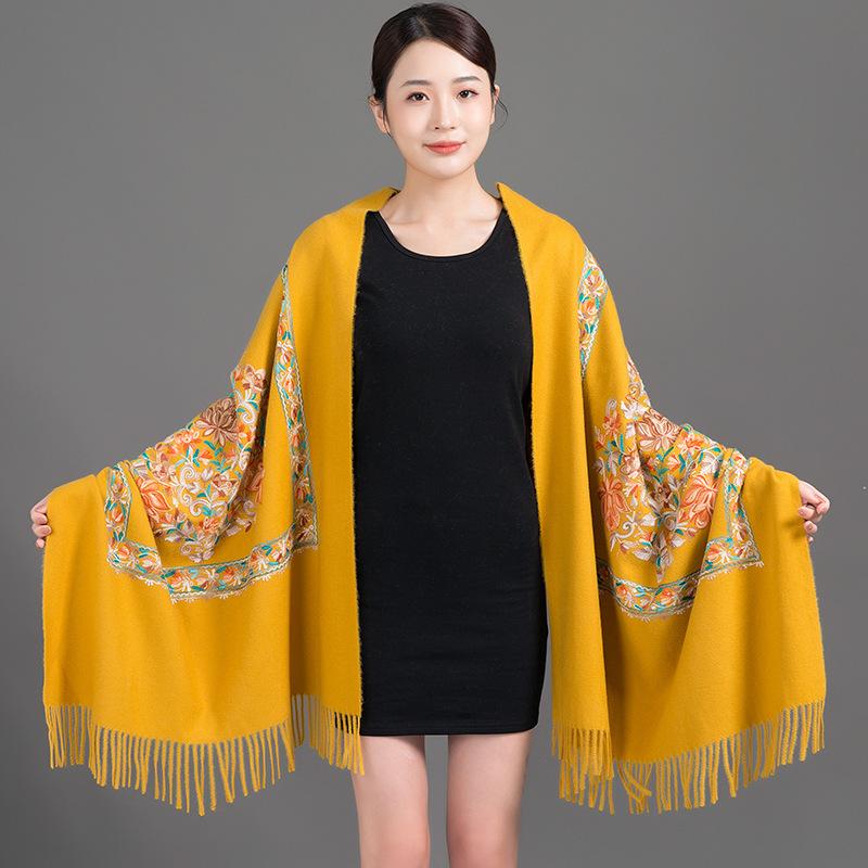 Fashion Scarf Women Cashmere Scarves Embroider Flower Wrap Scarf Tassel Shawl Soft Warm Thick Blanket Wraps Bufanda Mujer Scarf