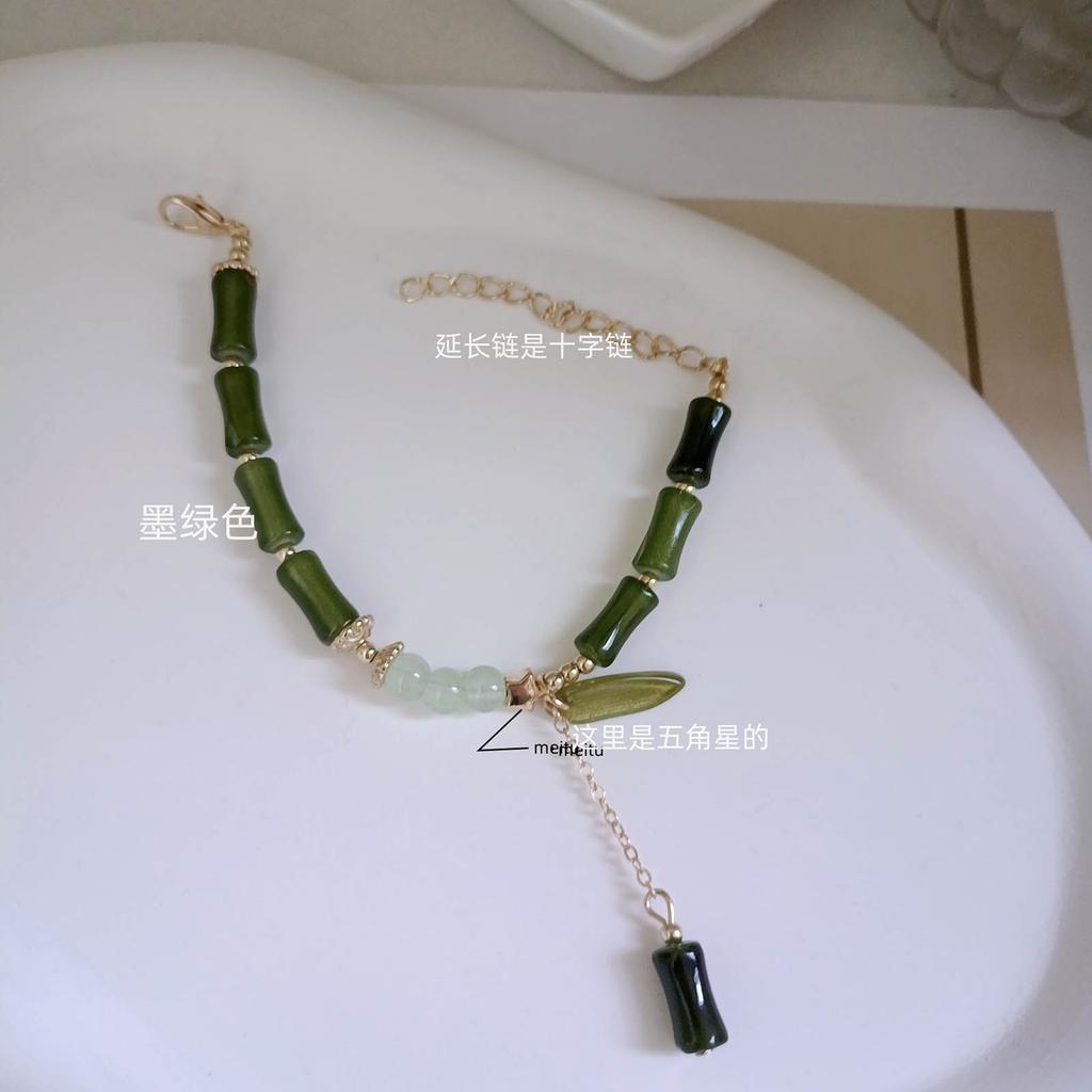 Chinese Style Simulated Bamboo Bracelet Bamboo Joint Bracelet Charm Bracelet Resin Material Wrist Jewelry for Daily Wear