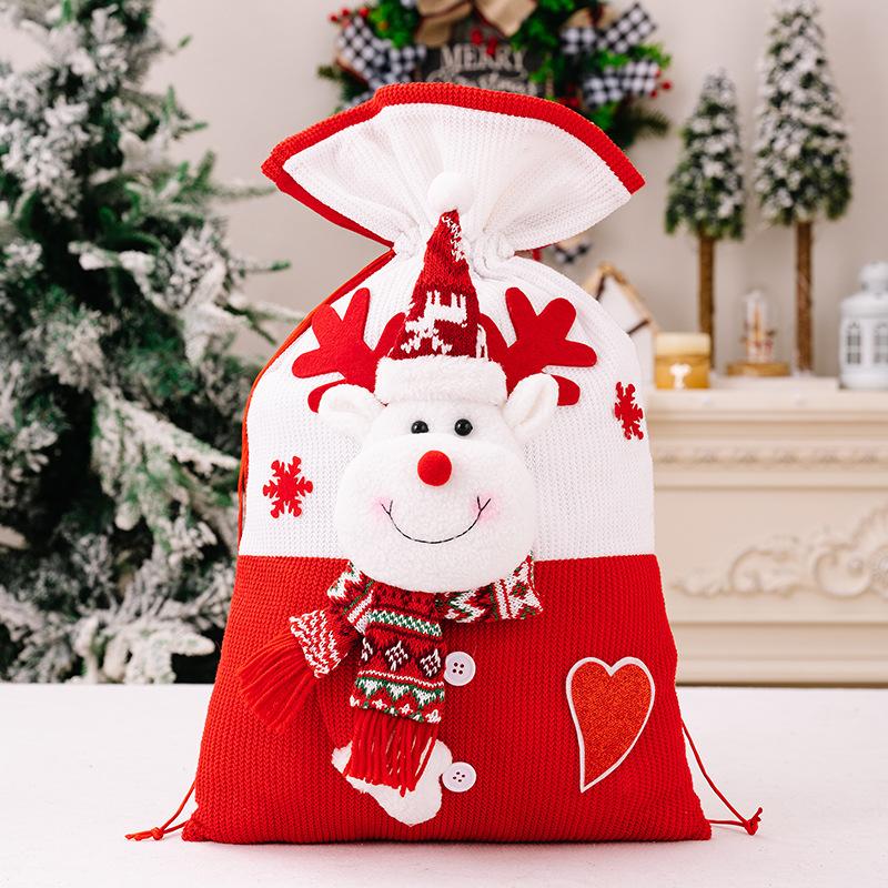 54*31cm Christmas Gift Bag Large Drawstring Storage Bag for Candy Snack Cookie Santa Claus Snowman Gift Packing Xmas Decoration