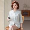 2026 Summer Chiffon Blouse for Middle-Aged and Elderly Women - New Chinese Style Three-Quarter Sleeve Shirt for Mom