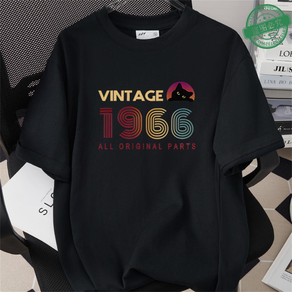HighQuality Cotton TShirt for Men 1966 60th Birthday Unisex Loose Oversized Clothing O Neck Short Sleeve Tees Streetwear