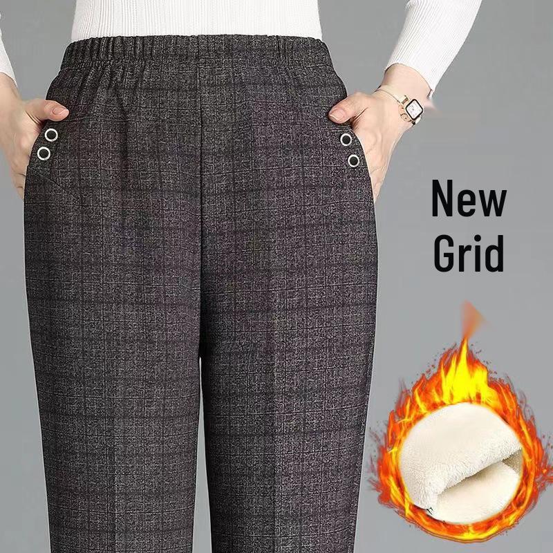 Women's Loose High-Waisted Straight-Leg Pants - Plus Size, Plaid & Striped