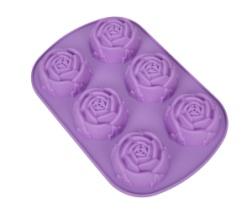 1PS Rose Flower Silicone Mold for Baking,6-Cavity Rose Ice Cube Mold for Candy Chocolate Cake Baking Random Color