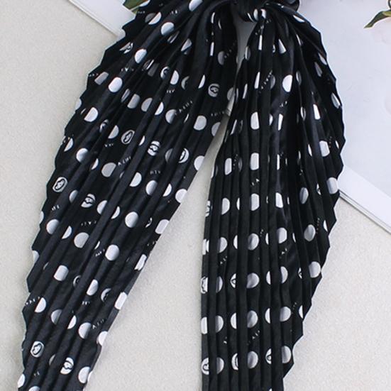 Hair Rope Dot Print Pleated Ribbon Hair Tie No Damage High Elasticity Ponytail Holder Lightweight Daily Hair Accessory
