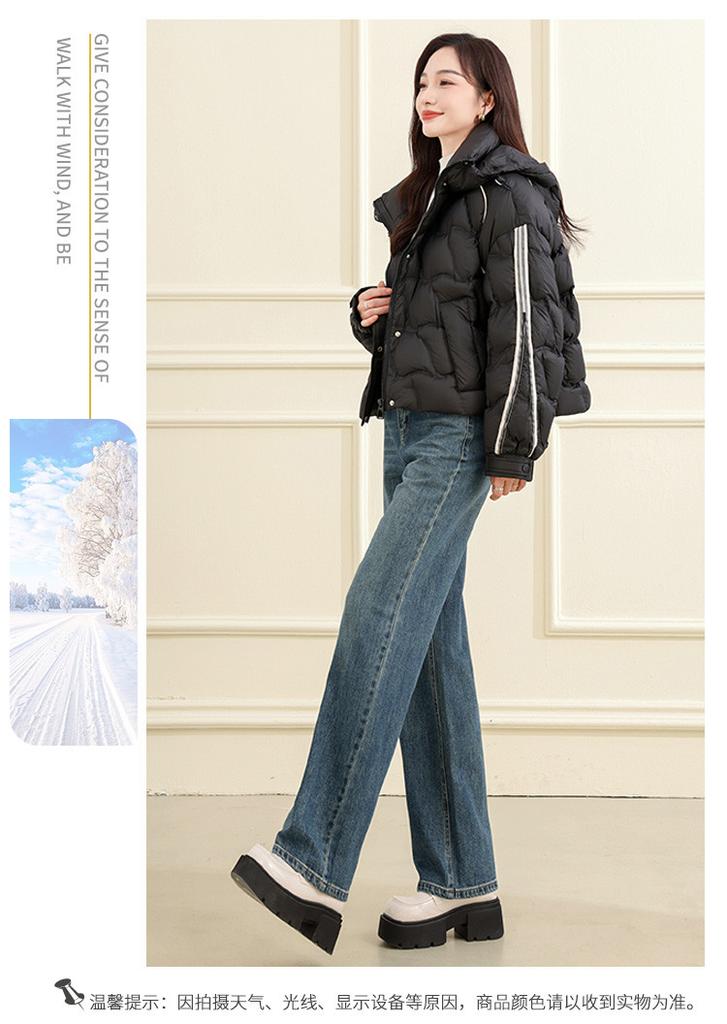 Winter new versatile hooded short jacket with thick fleece for women