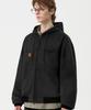 Trillion Leather Patch Suede Work Zip-Up Hoodie_Black