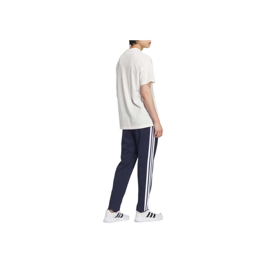 Adidas Essentials Single Jersey Open Hem Side Stripe Retro Classic Fashion Casual Pants Unisex Pants Legend-Ink-Blue White KB0785